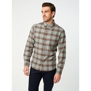 7 Diamonds Hunter Brushed Flannel Plaid Classic Button Up Shirt XL Gray Rust